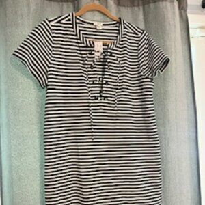 J. Crew factory NWT striped lace up knit t-shirt dress woman's size Large